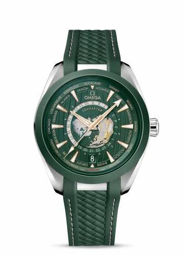 Omega Seamaster Aqua Terra 150M Master Chronometer 43 Worldtimer Stainless Steel - Ceramic / Green / Rubber 220.32.43.22.10.001 (22032432210001)